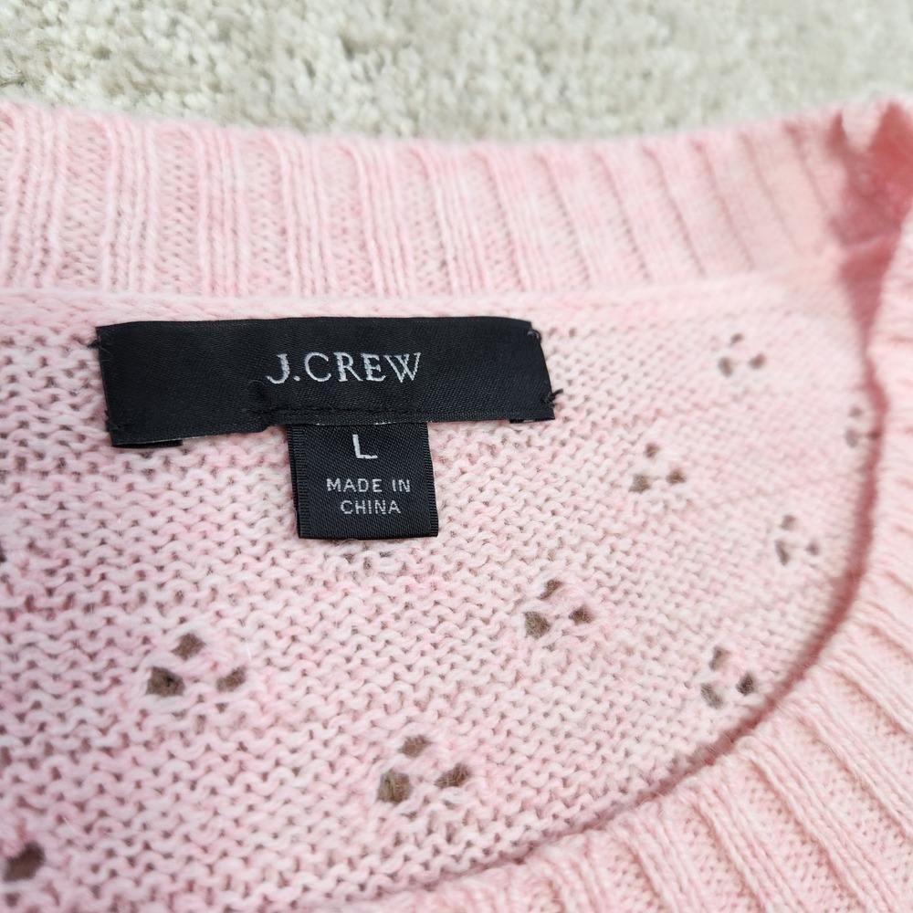 J Crew Sweater Women Large Birdseye Knit Wool Alpaca Blend Pointelle Crewneck - Picture 4 of 10